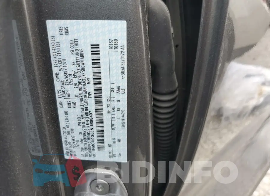 1FMCU0G63NUB98497 Photo# 13