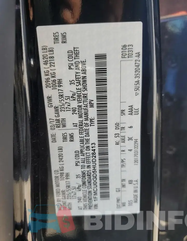 1FMCU0GD5HUD28413 Photo# 13