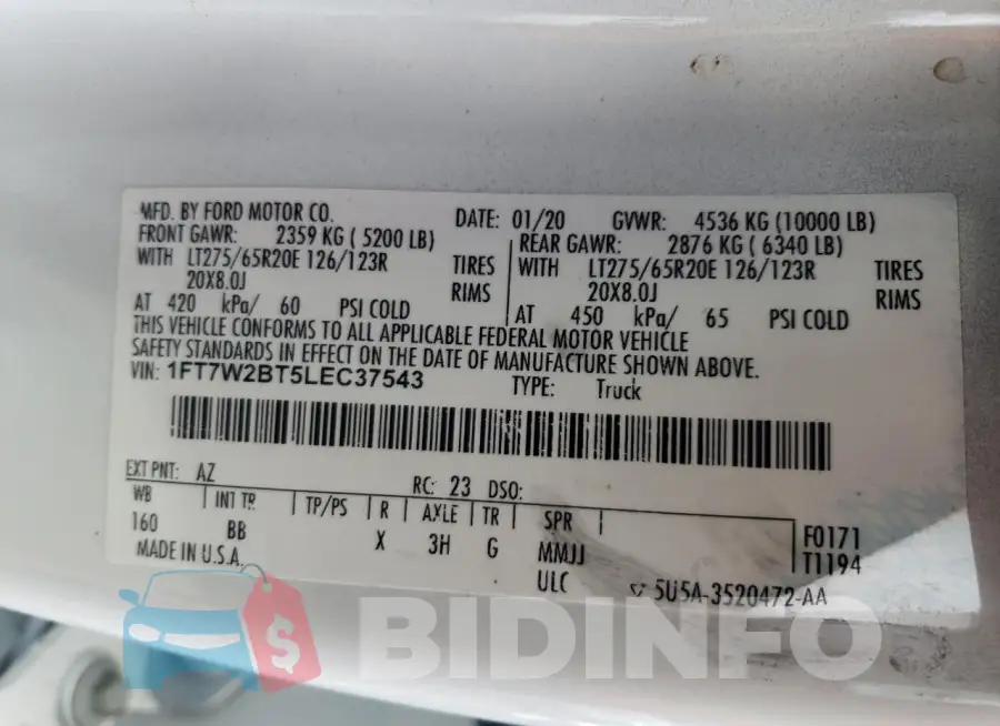 1FT7W2BT5LEC37543 Photo# 12
