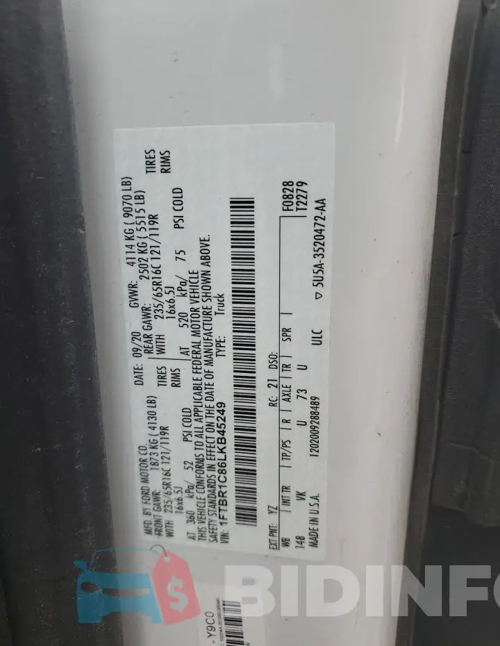 1FTBR1C86LKB45249 Photo# 12
