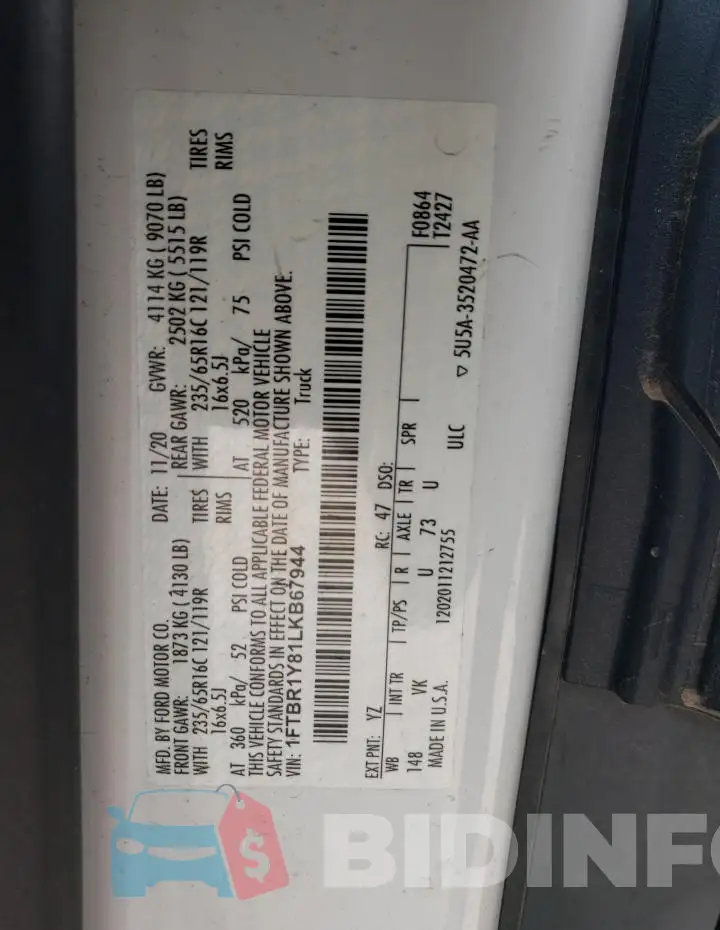 1FTBR1Y81LKB67944 Photo# 12