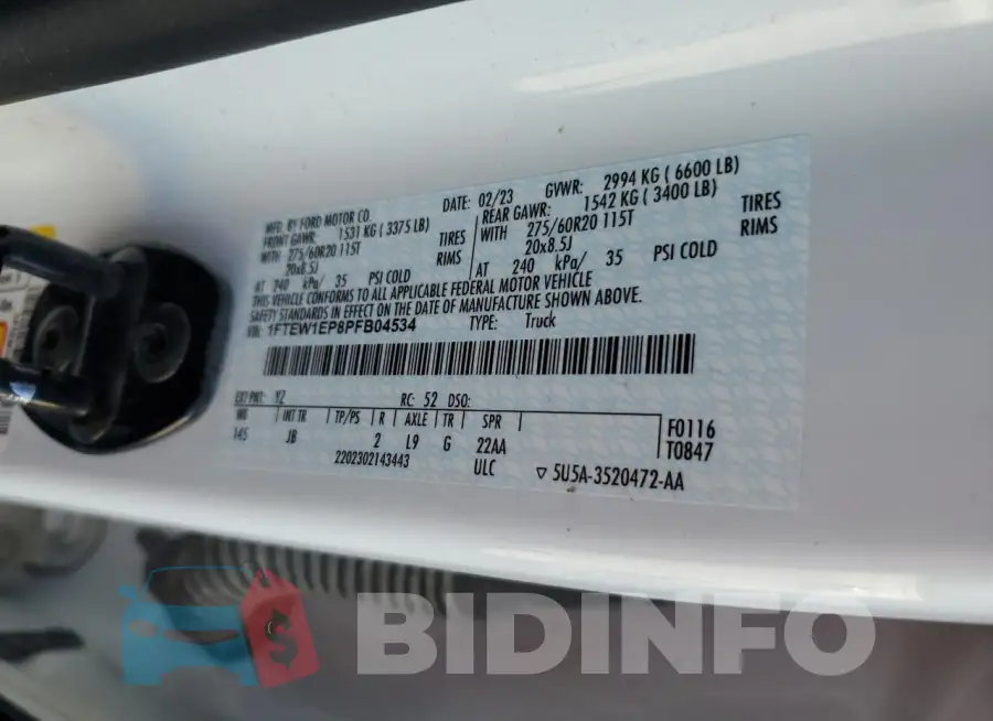 1FTEW1EP8PFB04534 Photo# 12