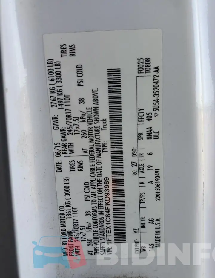 1FTEX1C84FKD93989 Photo# 12