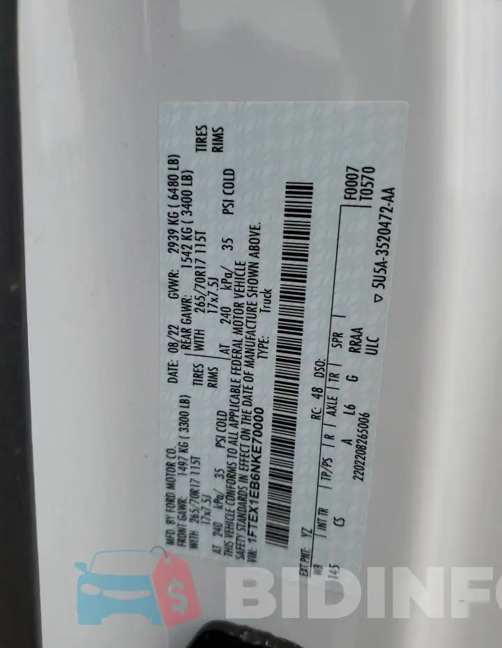 1FTEX1EB6NKE70000 Photo# 12