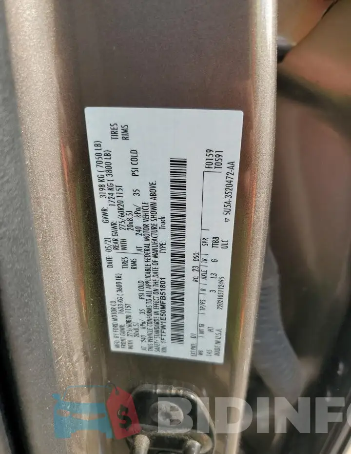 1FTFW1E50MFB51801 Photo# 12