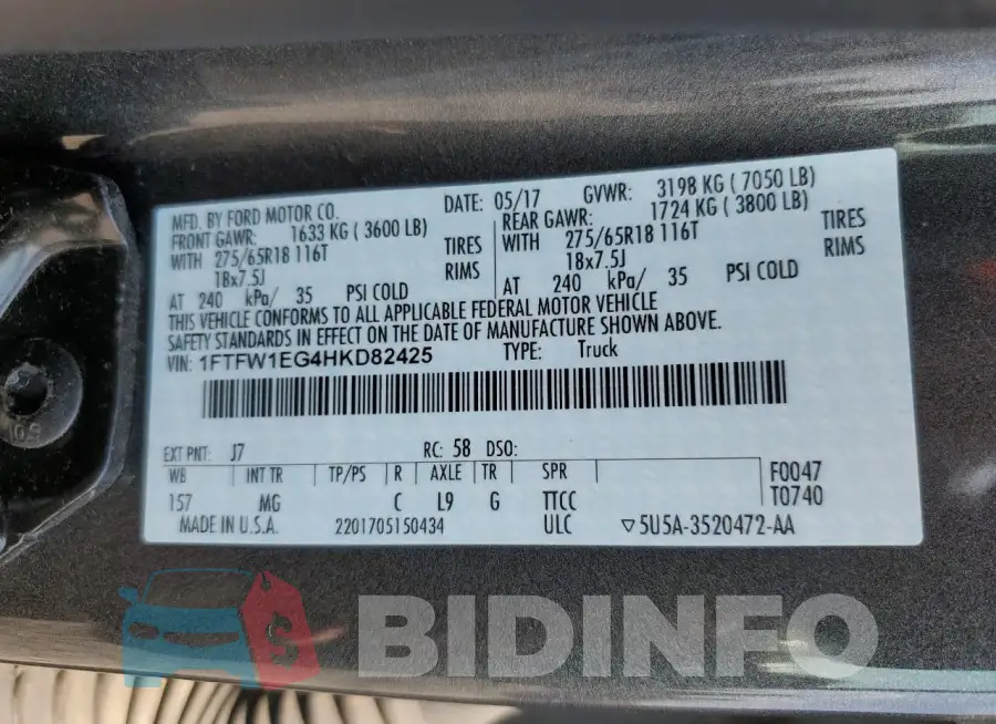 1FTFW1EG4HKD82425 Photo# 12