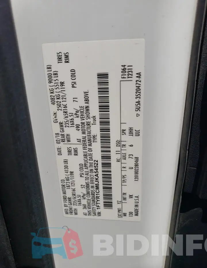 1FTYR1CM8JKA54522 Photo# 12