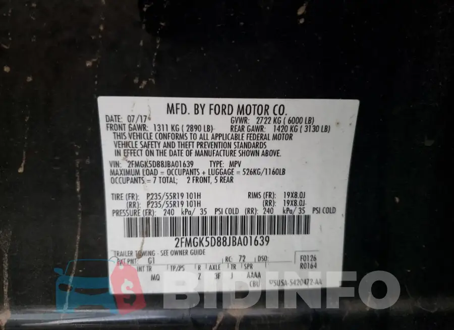 2FMGK5D88JBA01639 Photo# 12