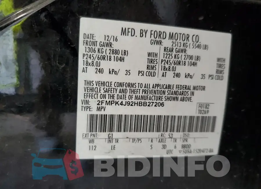 2FMPK4J92HBB27206 Photo# 12