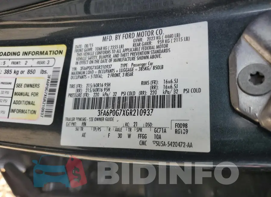 3FA6P0G7XGR210937 Photo# 12