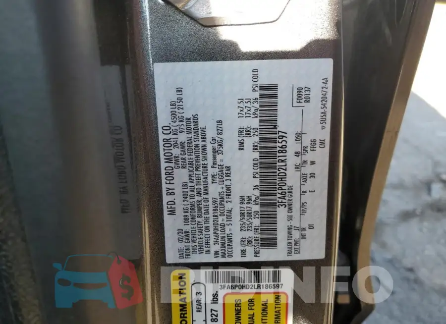 3FA6P0HD2LR186597 Photo# 12