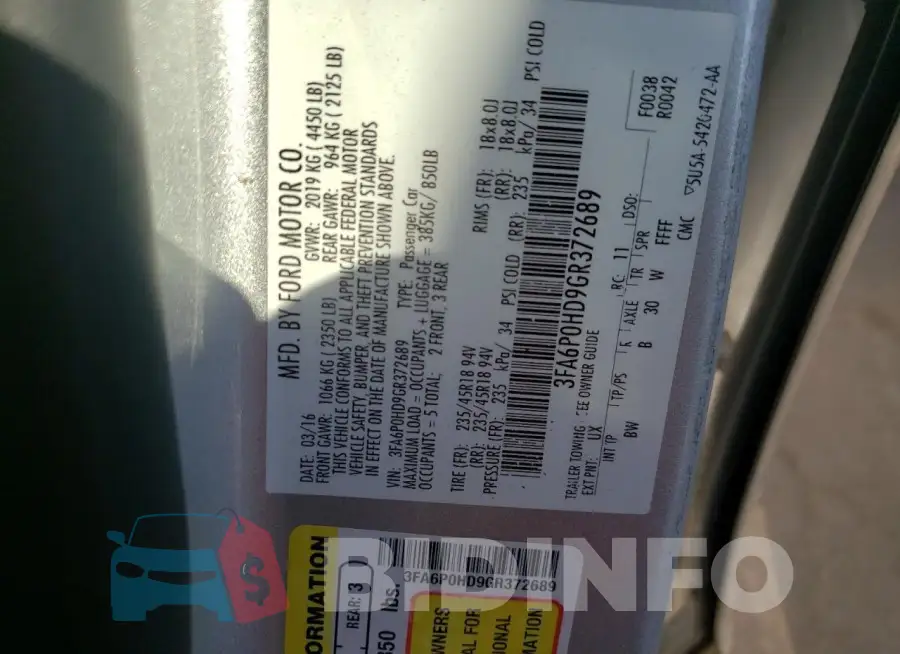 3FA6P0HD9GR372689 Photo# 13