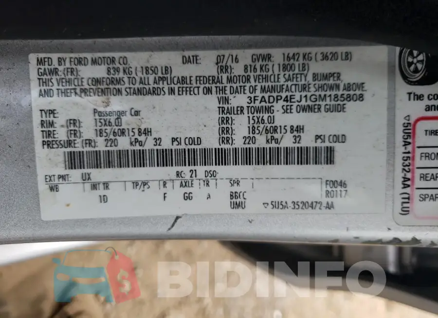 3FADP4EJ1GM185808 Photo# 12