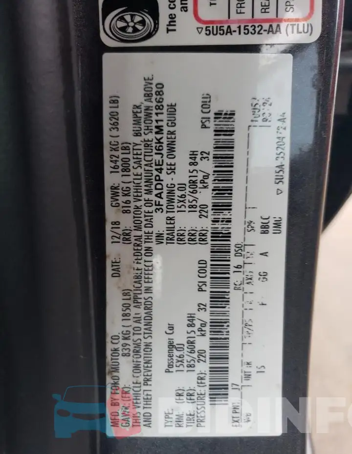 3FADP4EJ6KM118680 Photo# 13