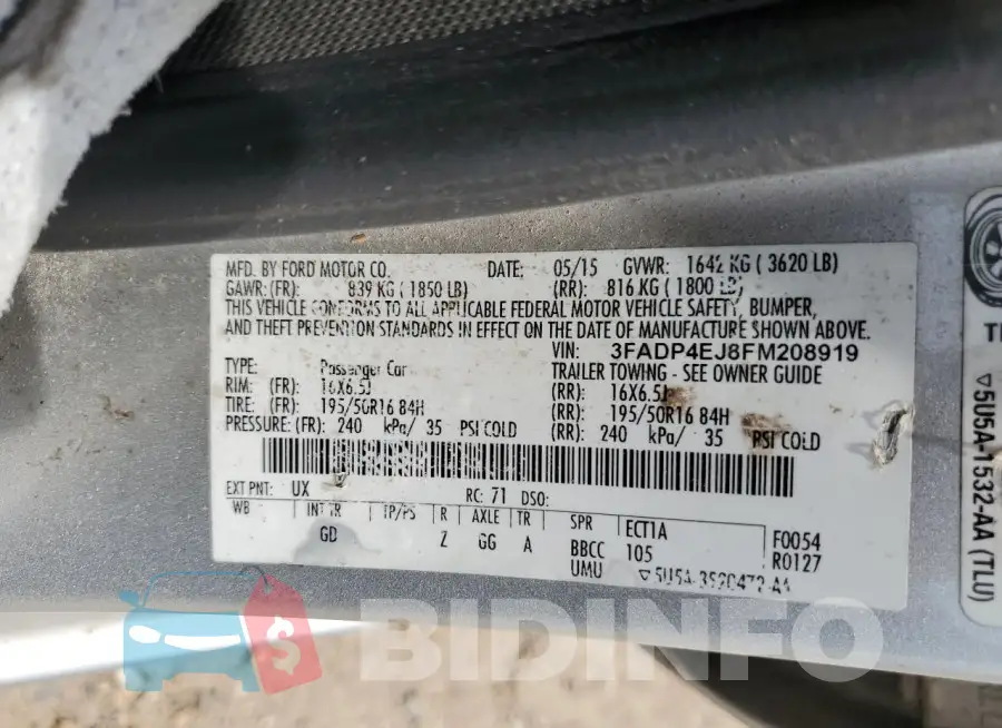 3FADP4EJ8FM208919 Photo# 13