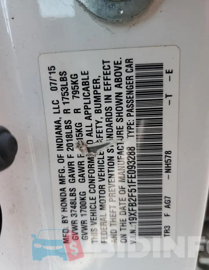 19XFB2F51FE093288 Photo# 12