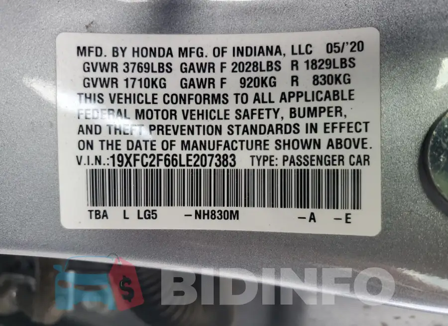 19XFC2F66LE207383 Photo# 12