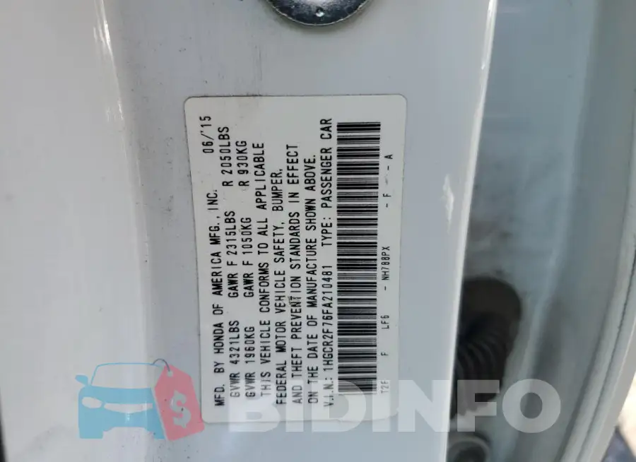 1HGCR2F76FA210481 Photo# 13