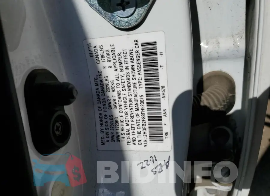 2HGFB2F88FH520675 Photo# 12