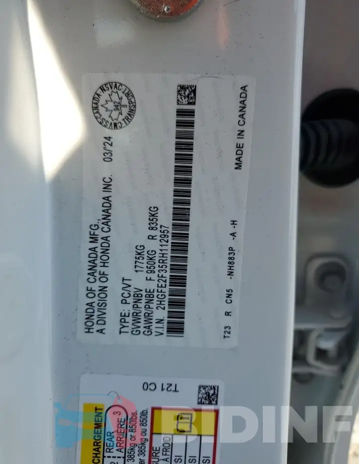 2HGFE2F35RH112957 Photo# 12