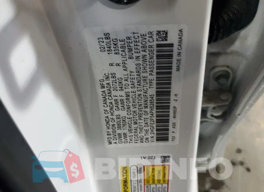 2HGFE2F54PH528545 Photo# 12