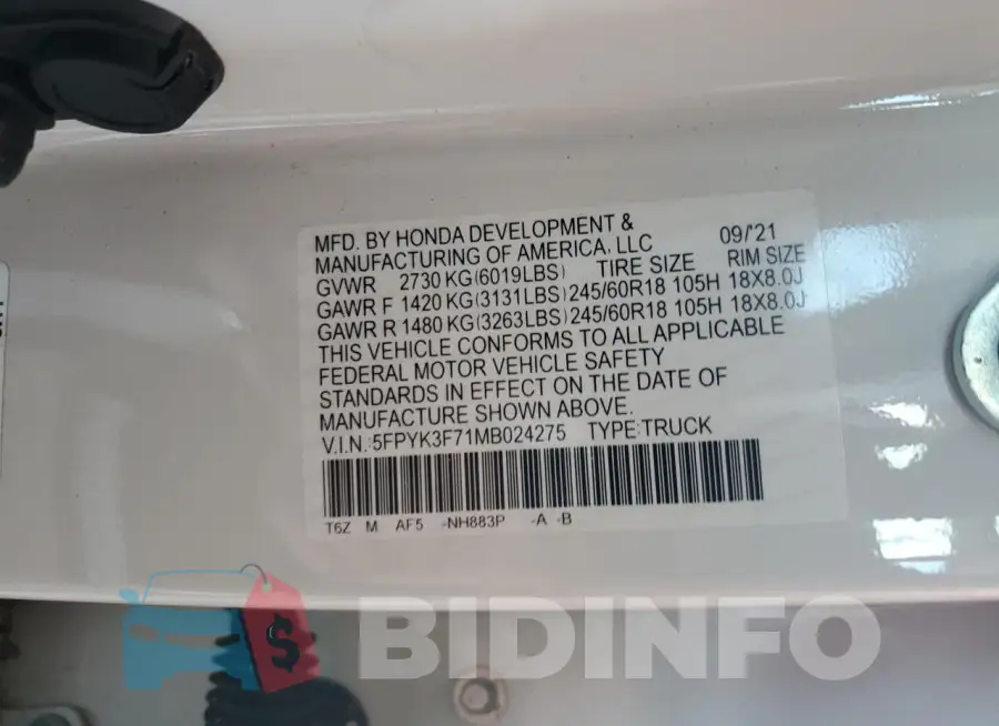 5FPYK3F71MB024275 Photo# 12