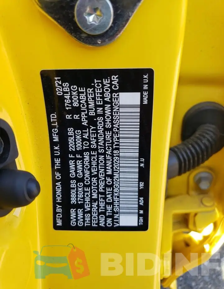 SHHFK8G02MU202918 Photo# 12