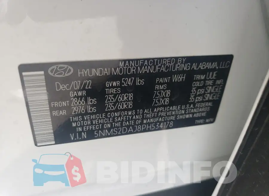 5NMS2DAJ8PH534178 Photo# 13
