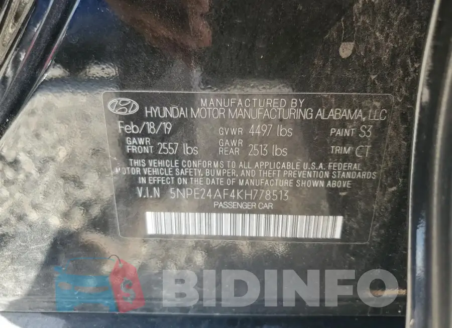 5NPE24AF4KH778513 Photo# 12