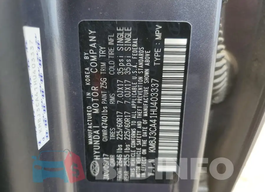 KM8J3CA41HU403337 Photo# 13