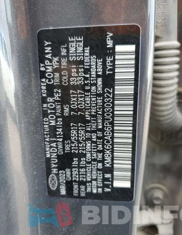 KM8K6CAB6PU030322 Photo# 13