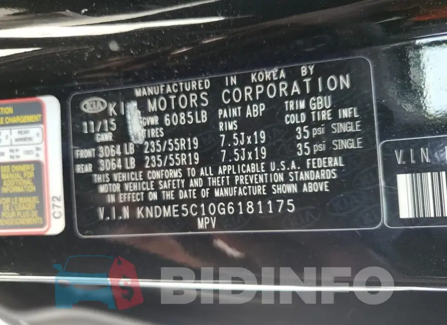 KNDME5C10G6181175 Photo# 14