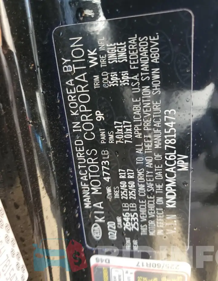 KNDPMCAC6L7815473 Photo# 12