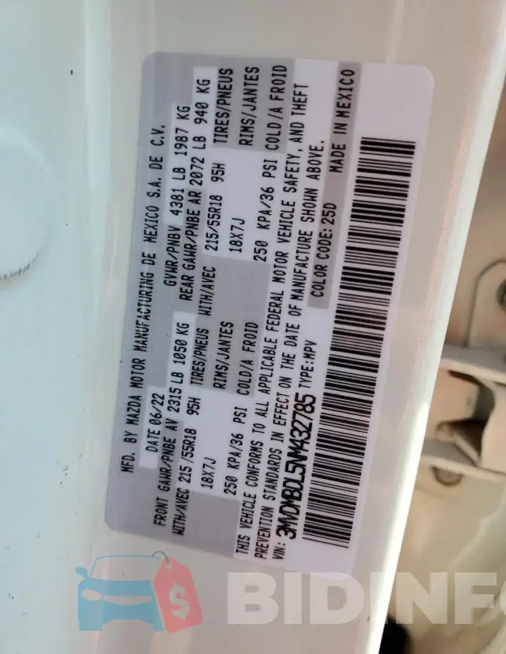 3MVDMBDL5NM432785 Photo# 13