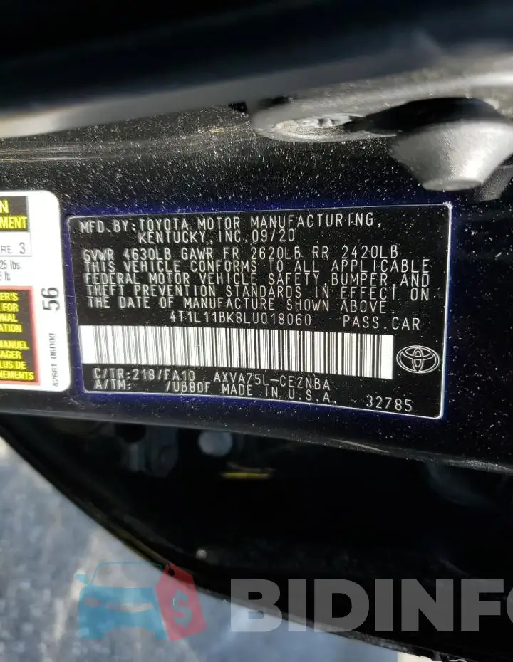 4T1L11BK8LU018060 Photo# 12