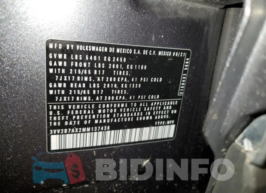 3VV2B7AX2MM137436 Photo# 13
