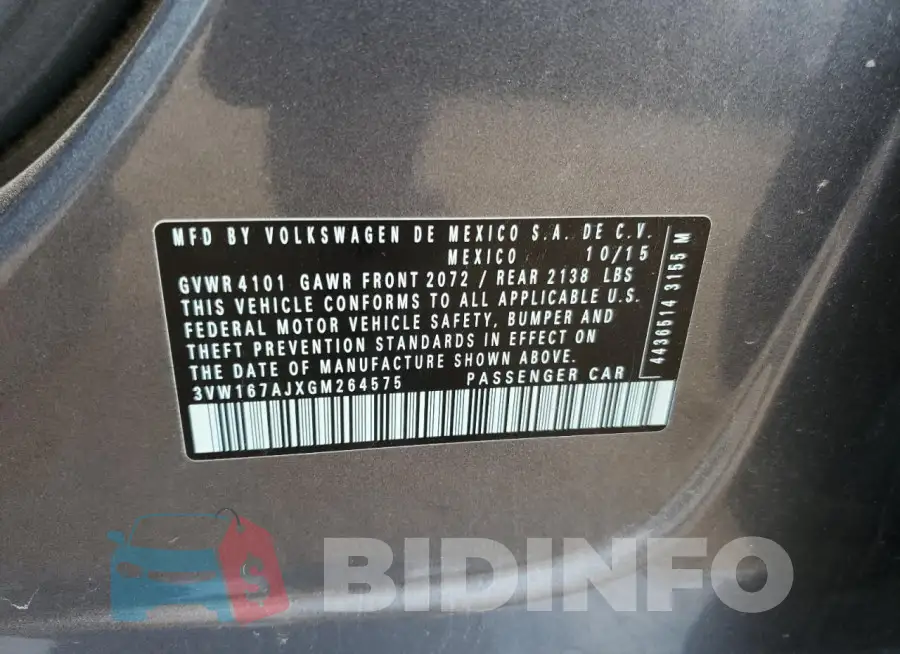 3VW167AJXGM264575 Photo# 12