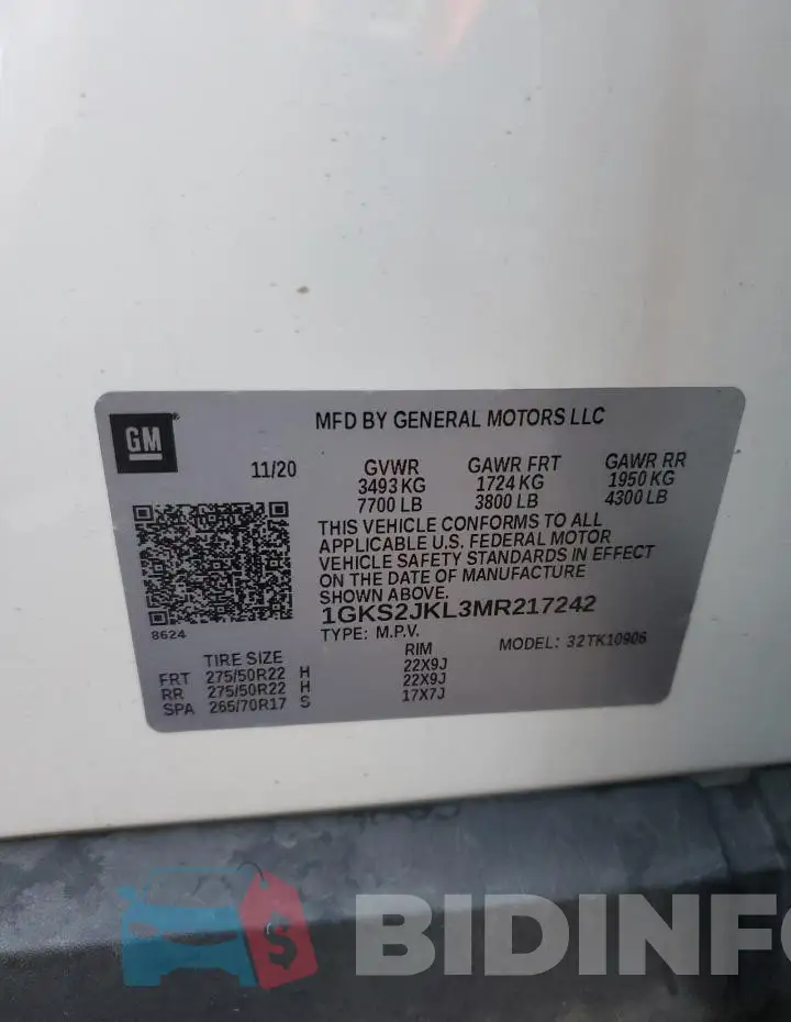 1GKS2JKL3MR217242 Photo# 13