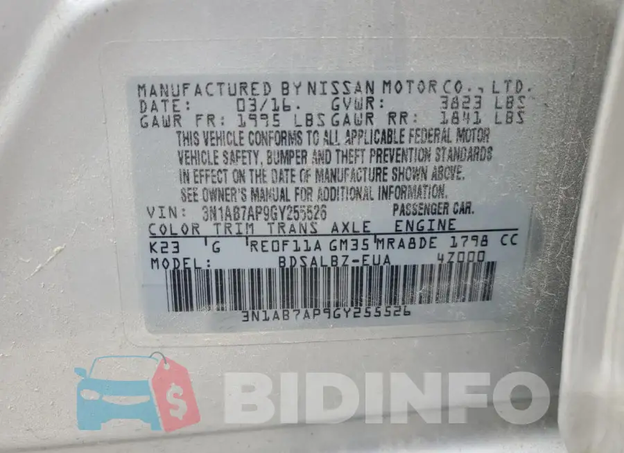 3N1AB7AP9GY255526 Photo# 12