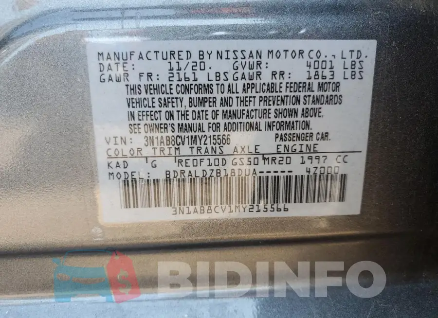 3N1AB8CV1MY215566 Photo# 12