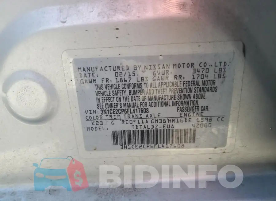 3N1CE2CP6FL417608 Photo# 12
