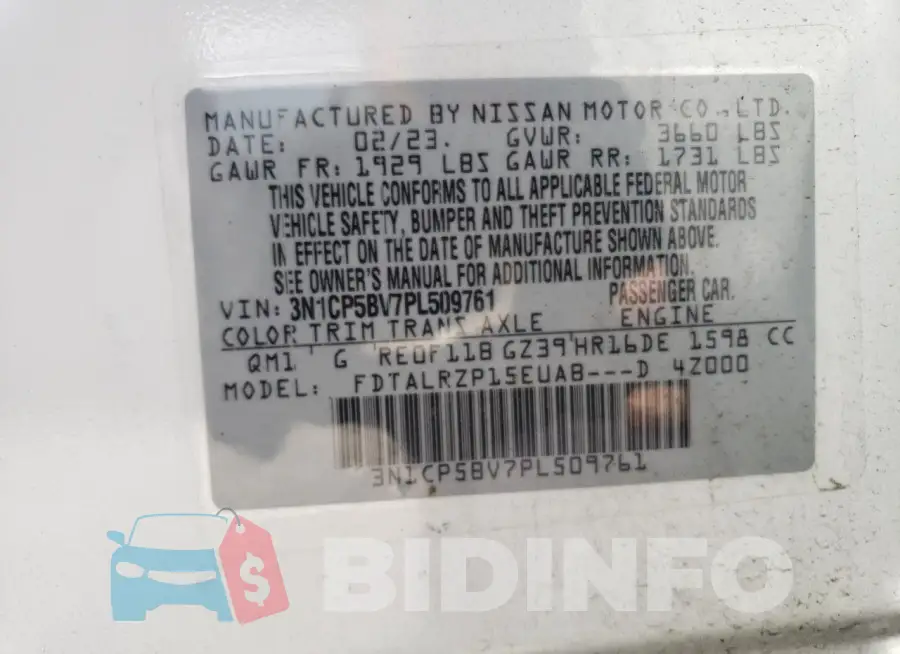 3N1CP5BV7PL509761 Photo# 13