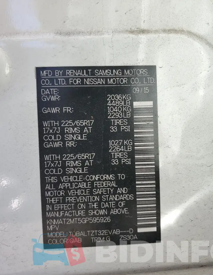 KNMAT2MT5GP595926 Photo# 12