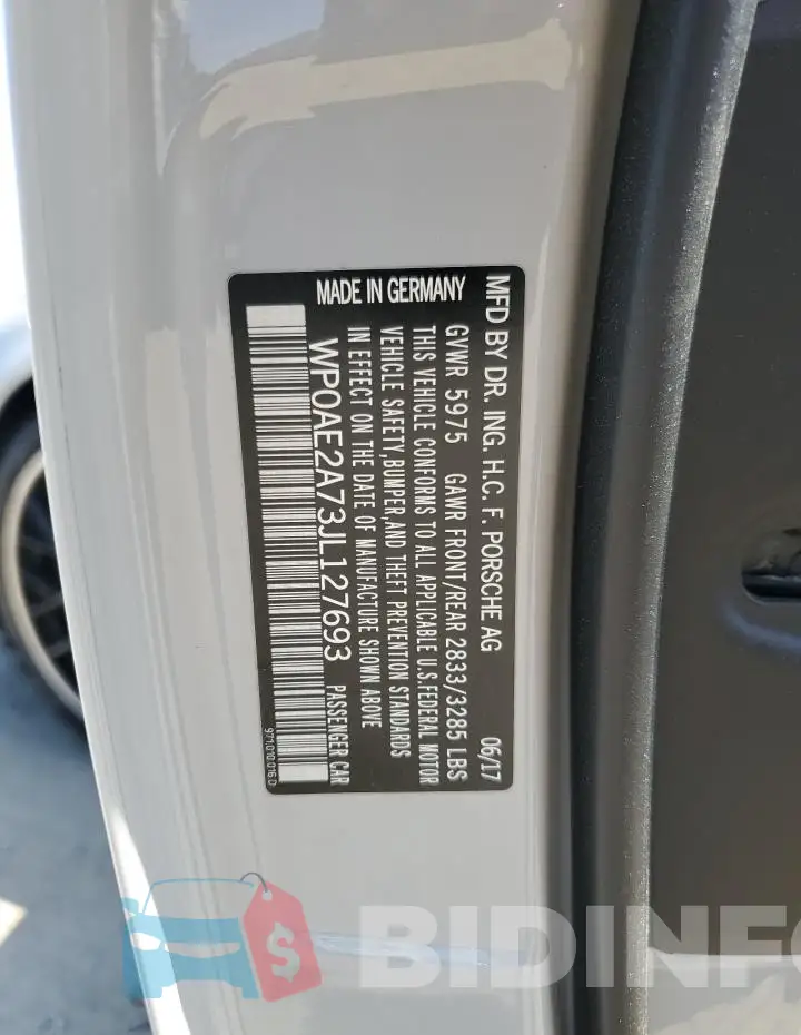 WP0AE2A73JL127693 Photo# 12
