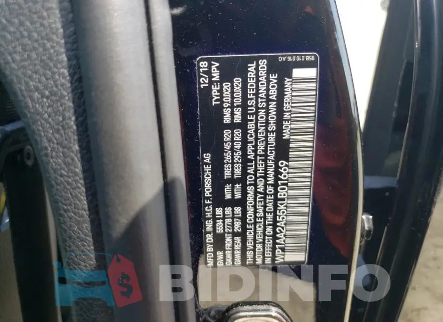 WP1AA2A55KLB01669 Photo# 13