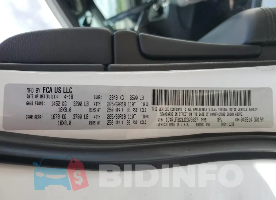 1C4RJFBG3JC379027 Photo# 12