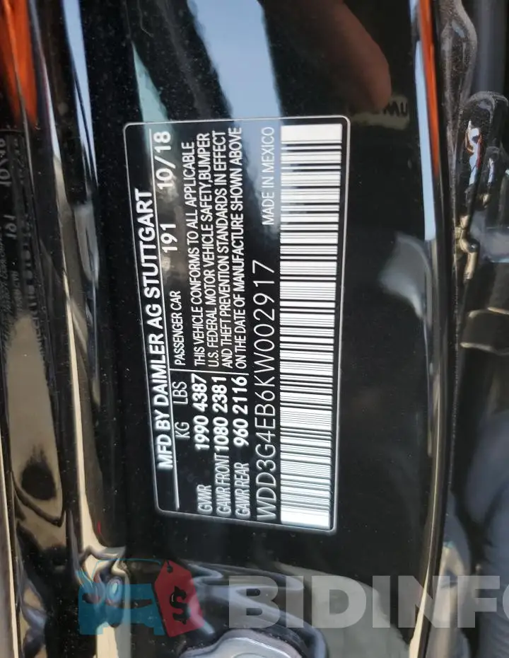 WDD3G4EB6KW002917 Photo# 12