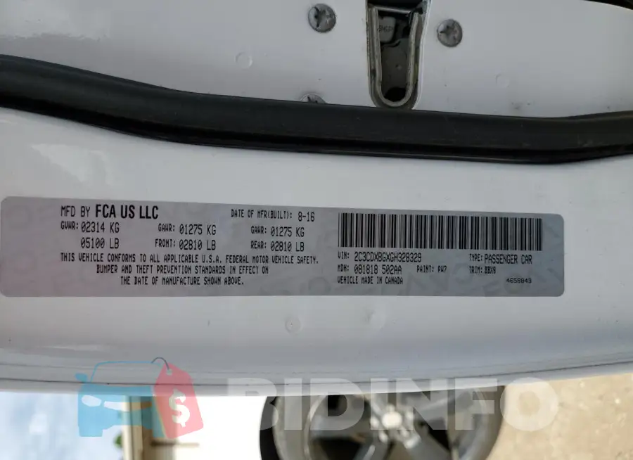 2C3CDXBGXGH328329 Photo# 13
