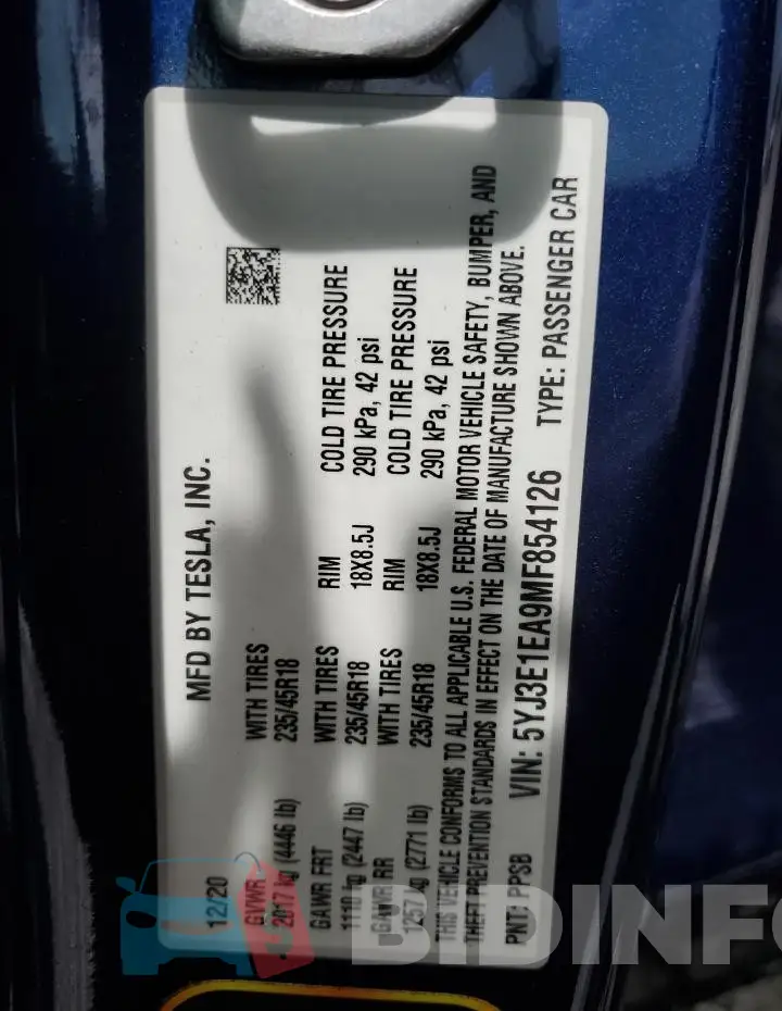 5YJ3E1EA9MF854126 Photo# 12