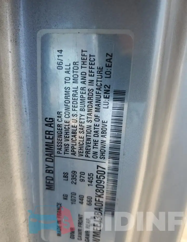 WMEEJ3BA0FK809507 Photo# 12